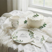 Greenery Eukalyptus Brautparty Paper Plate Pappteller