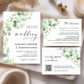 Eukalyptus-Grün-Hochzeitsprogramm gefaltet Karte