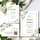 Eukalyptus Weiße Rose Grünzeug Florale Hochzeit Programm