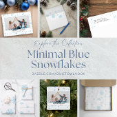 Minimal Blue Snowflakes Weihnachten Postkarte