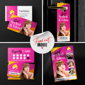 Rosa Haar-Salon mit auffälligen Augen Makeup Artis Flyer