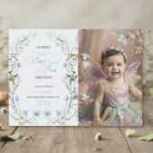 Fairy First Birthday Invitation | Floral Photo Einladung