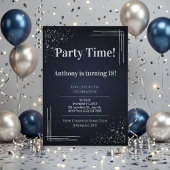 Dark Blue & Silver Birthday Custom Paper Plates Pappteller