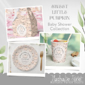 Niedliche Pastel Orange Kürbisfallen Kinderdusche Weinetikett