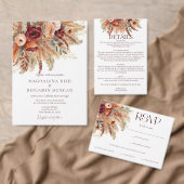Boho Terracotta Fall Driven Florals Pampas Grass RSVP Karte (Personalisiere diese Kollektion eines unabhängigen Creators.)