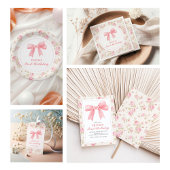 Pink Bow und Rose Coquette 1. Geburtstag Pappbecher