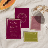 Classy Moss Green Old Money Luxury Wedding RSVP  Karte