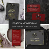 Gray Black Dragon Wings Fantasy Wedding Details Begleitkarte