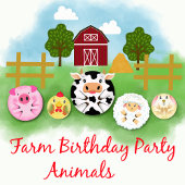Funny Party Animals Playing Balls Rustic Farm  Ovaler Aufkleber