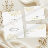 Botanical Faux Gold Elegant Wedding Menükarte