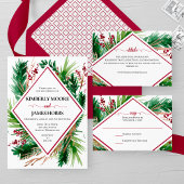 Ferns and Berries Winter Wedding RSVP Card