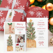 Rustic Boho Red Watercolor Weihnachtsbaum