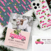 Vintages Retro-Truck Weihnachtsbaumkreide Foto Feiertagskarte