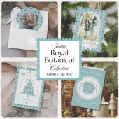 Festive Royal Botanical Monogram Robin's Egg Blue Geschirrtuch