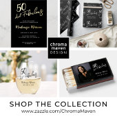 Black Fifty and Fabulous Script Birthday Party Serviette