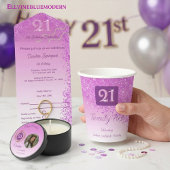 21. Geburtstag Party Rosa Glitzer Platzkarte