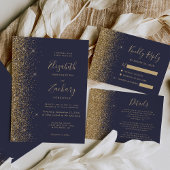 Gold Glitzer Script Dark Blue Wedding Runder Aufkleber