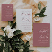 Moderne Script Dusty Rose Hochzeit Einladungsbanderole