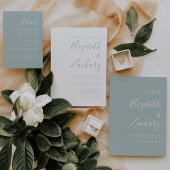 Modern Script Sea Glass Green QR Code Wedding Einladung