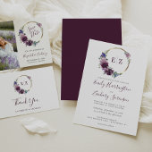 Lila Bläsermonogramm-Boho-Goldrahmen-Hochzeit Runder Aufkleber