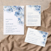 QR-Code | Künstlerische blaue Blumen Begleitkarte (Personalisiere diese Kollektion eines unabhängigen Creators.)