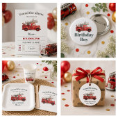 Fire Truck Birthday Firetruck Party Button