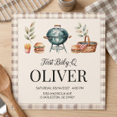Erstes Baby-Q Gingham-Muster BBQ Picknick Geburtst Pappbecher