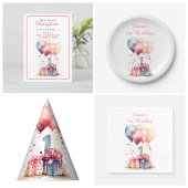 Erster Geburtstag - Aquarellgeschenke und Ballons Wimpelkette