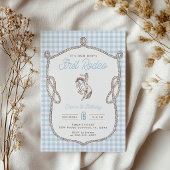 Erster Rodeo-Cowboy-Geburtstag Blau Gingham  Pappteller