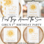 First Trip Around The Sun Girl 1st Birthday Party Serviette