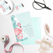 Flamingo & Palm Blätter Aquamarin Watercolor Baby  Einladung