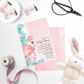 Flamingo & Tropical Blätter Watercolor Baby Shower Runder Aufkleber