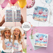 Flamingo Birthday Beach Party Geschenkpapier