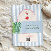 Flamingo Tropics Modern Coastal Island Wedding  Einladung
