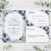 Elegant Blue Floral Wedding Vielen Dank flache Kar Dankeskarte (Personalisiere diese Kollektion eines unabhängigen Creators.)