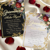 Roses & Gold Leaves - Pearl Quinceanera Program Programm