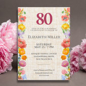 Floral 80th Birthday Save the Date - Garden Party Einladung