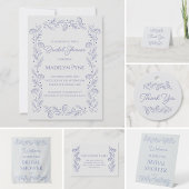 Elegant Romantic Blue Floral Bridal Shower Einladung