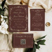 Blumenbraun Botanisch Alte Geld Hochzeit Save The Date