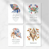 Floral Seashell Coastal Beach Wedding Nautical RSVP Karte