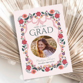 Floral Graduation Party Invitation Elegant Frame Einladung