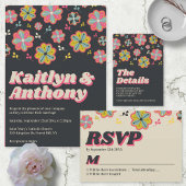 Blume Power 70er Retro Groovy Hochzeit Probe Einladung