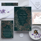 Blumenkreide White Black Emerald Copper Hochzeit RSVP Karte