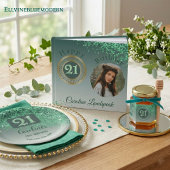 Elegant 21st Birthday Green Glitter with Stripes Geschenkpapier