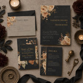 Hexenwald Schwarze Florale Hochzeit Tischnummer
