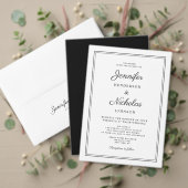 Elegante moderne Schwarz-Weiß-Schrift-Hochzeit Einladung (Personalisieren Sie die Kollektion dieses unabhängigen Creators. Test)
