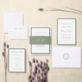 Formal Classic Sage Green Border Script Hochzeit Menükarte (Personalisiere diese Kollektion eines unabhängigen Creators.)