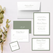 Formal Classic Sage Green & Script Foto Wedding Einladung
