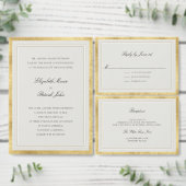 Formal Modern Classic Elevated Gold Ecru Wedding Save The Date (Personalisiere diese Kollektion eines unabhängigen Creators.)