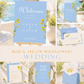 Blaue & Gelbe Butterblumen-Hochzeit editierbar